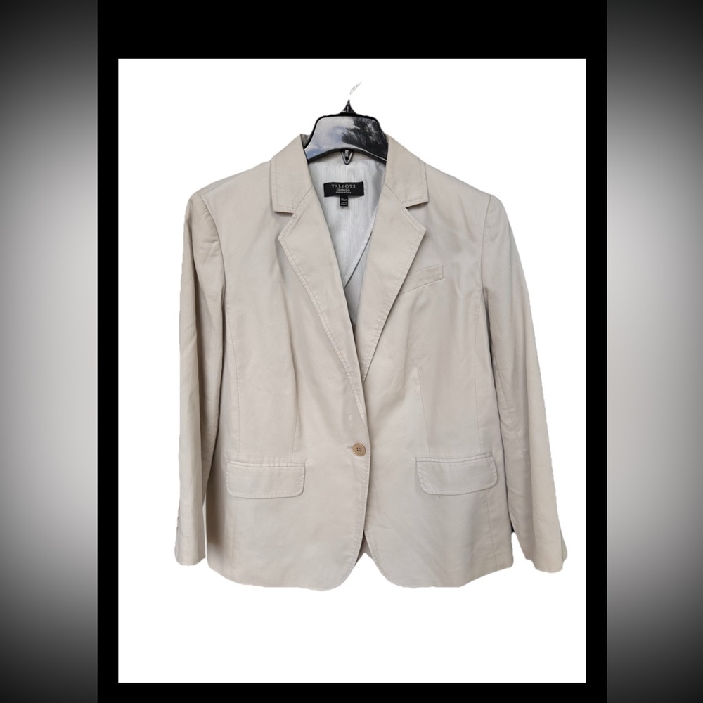 Talbots Classic Solid One Button Lined Cotton Bla… - image 3